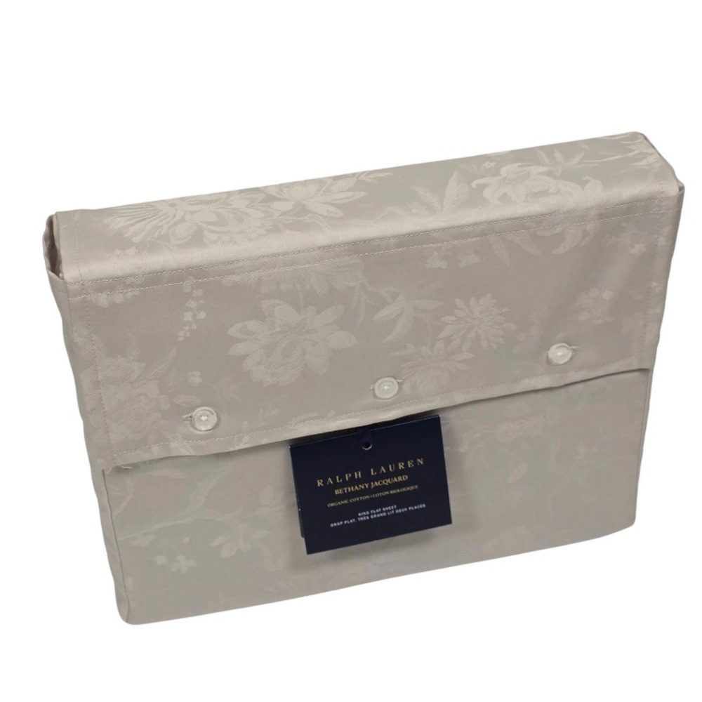 Polo Ralph Lauren Organic Cotton Bethany Jacquard KING Flat Sheet